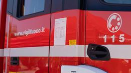 Monza, Italy, the Milan Monza Motor Show, from 16 th to 19 th June 2022  - Italian fire station with red emergency vehicle truck ( vigili del fuoco )